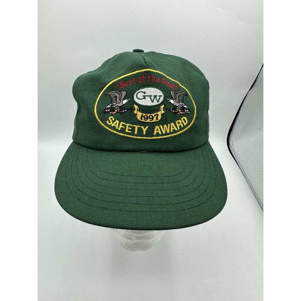 Vintage 1997 G-W Safety Award Hat Green‎ Strapback Cap Best of the Best
